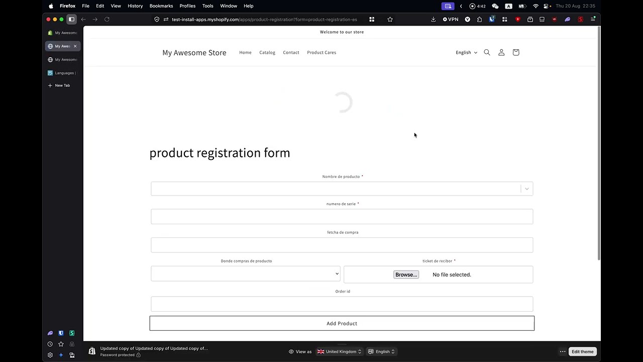 Multi-language registration forms